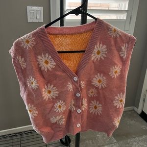Women’s Pink Button-Up Sweater Vest